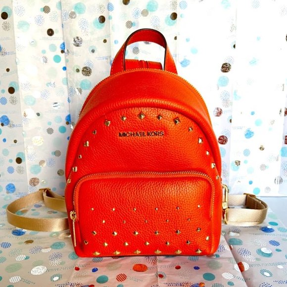 MICHAEL KORS SMALL LEATHER BACKPACK IN TANGERINE - Picture 1 of 8